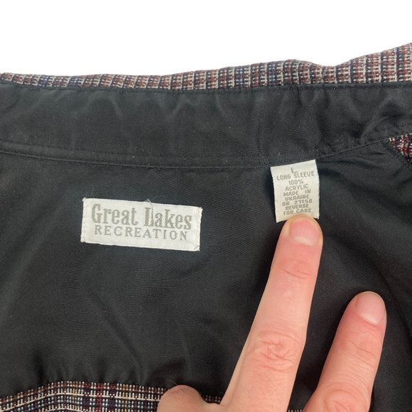 Vintage 90s 80s Great Lakes Recreation Plaid Long Sleeve Button Up Top Large - Picture 6 of 6